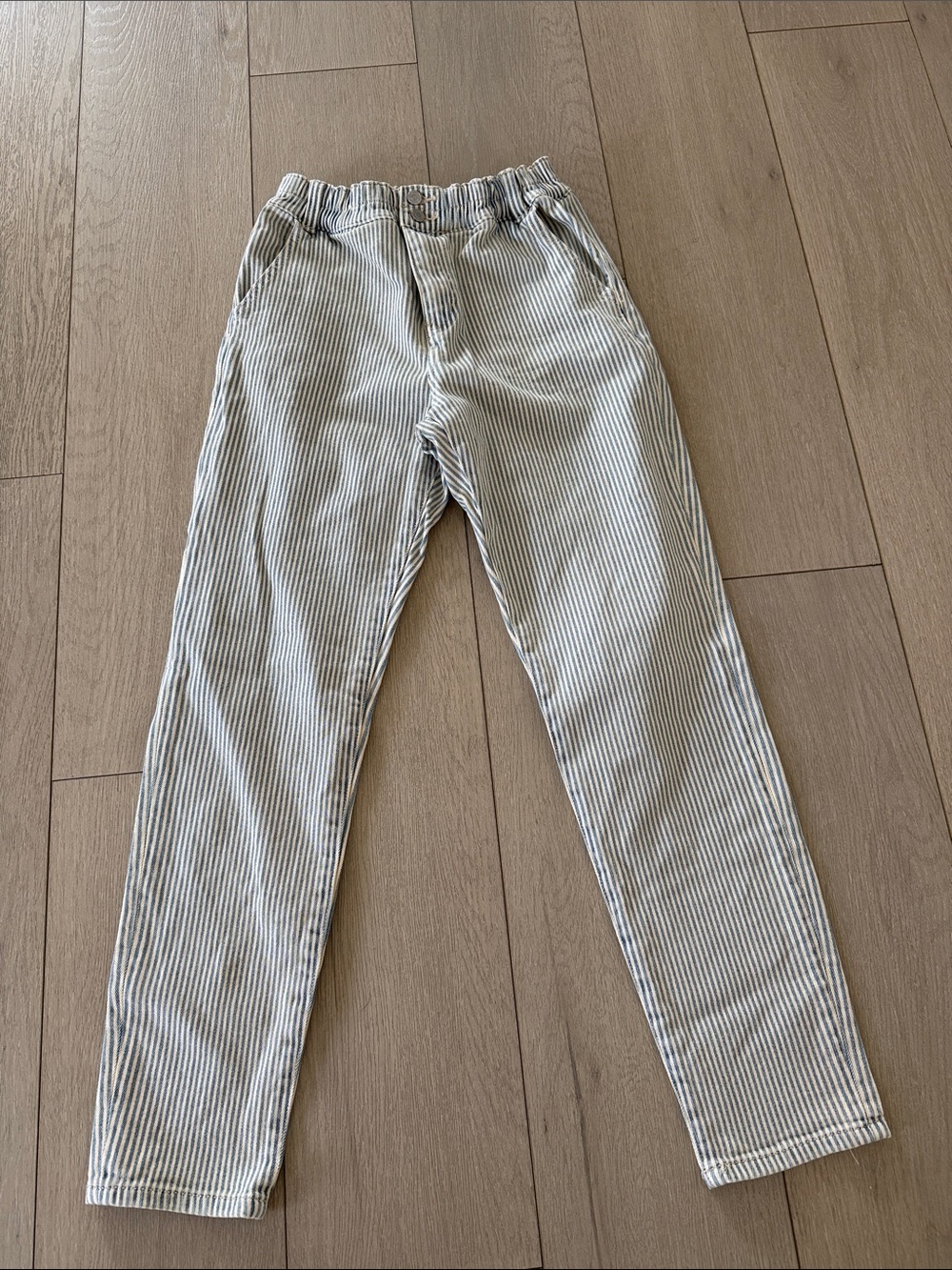 KanCan Women's Straight Leg Striped Pants - White & Blue